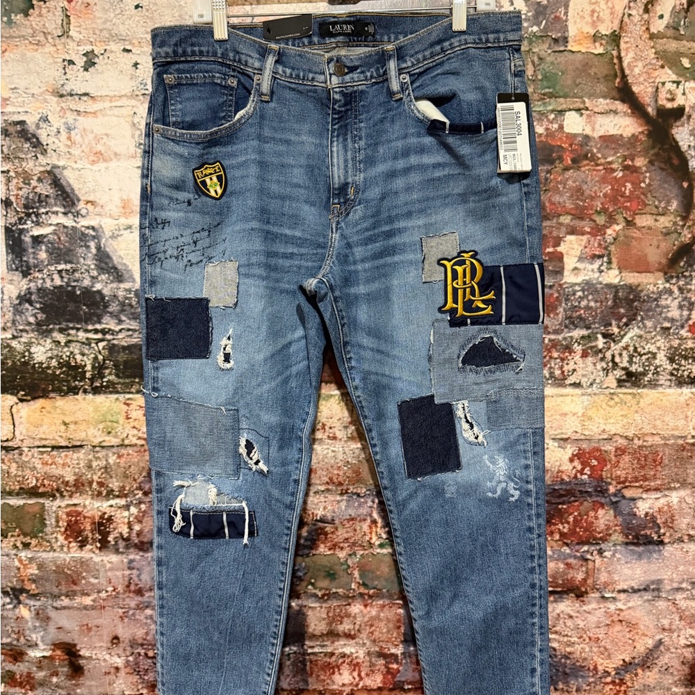 NEW Ralph Lauren Blue Patchwork Men's Jeans 👖. MEN SIZE 31 / WOMEN SIZE 12